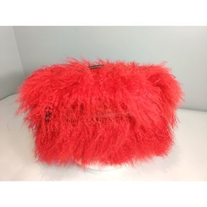 Upcycled Vintage Samsonite Mongolian Fur Makeup Case w Metal Dragon Handle